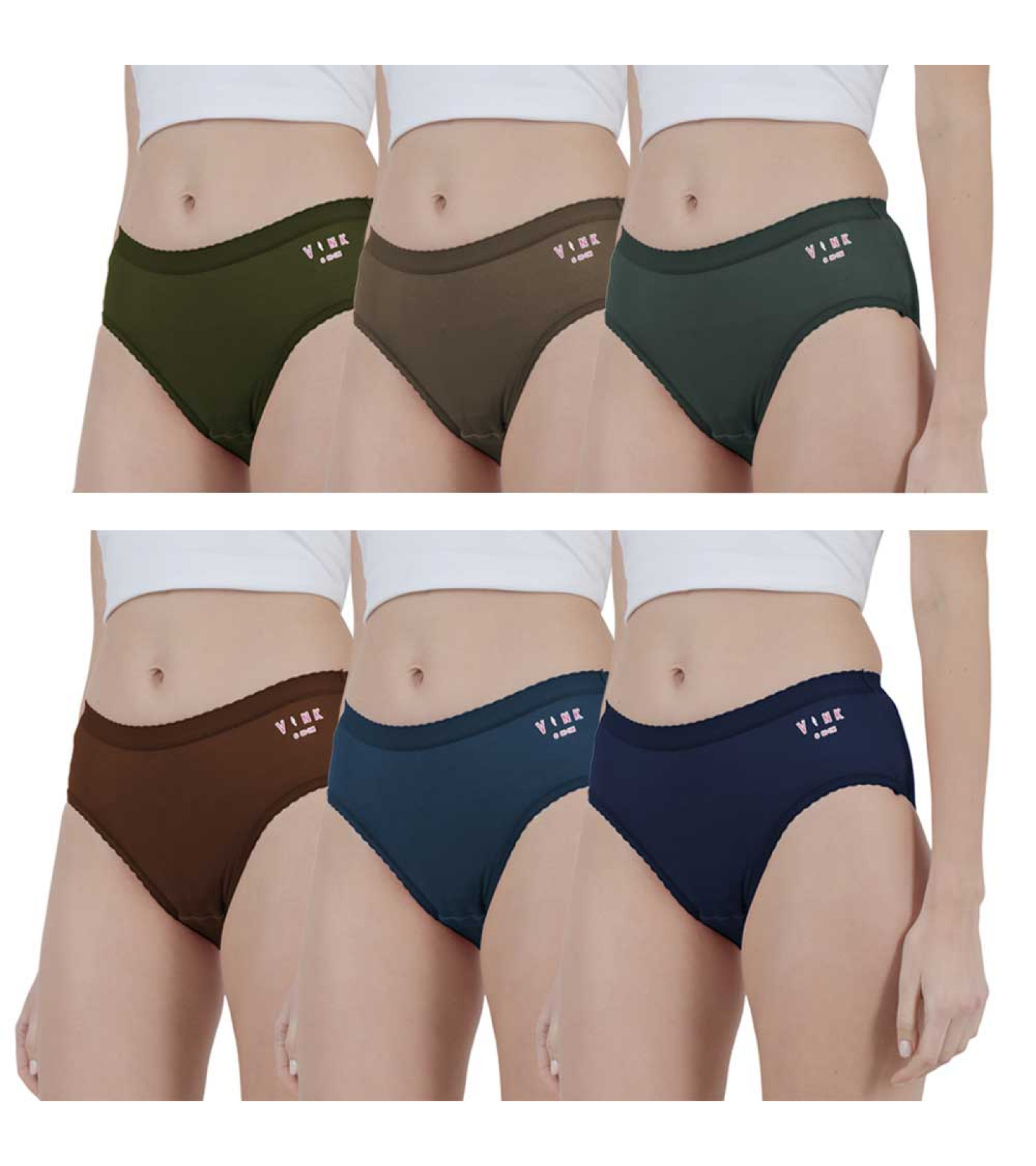 Vink Multicolor Women Plain  Panties Combo Pack of 6